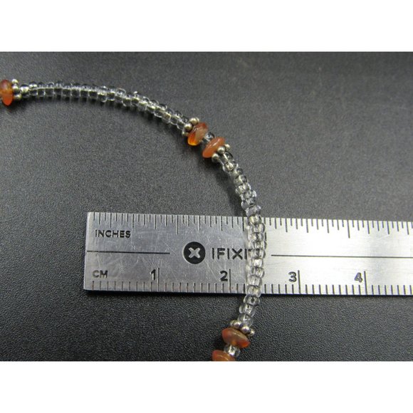 10" Sterling Silver Clear Beaded And Small Stone Ankle Bracelet Vintage Elegant - Picture 6 of 7